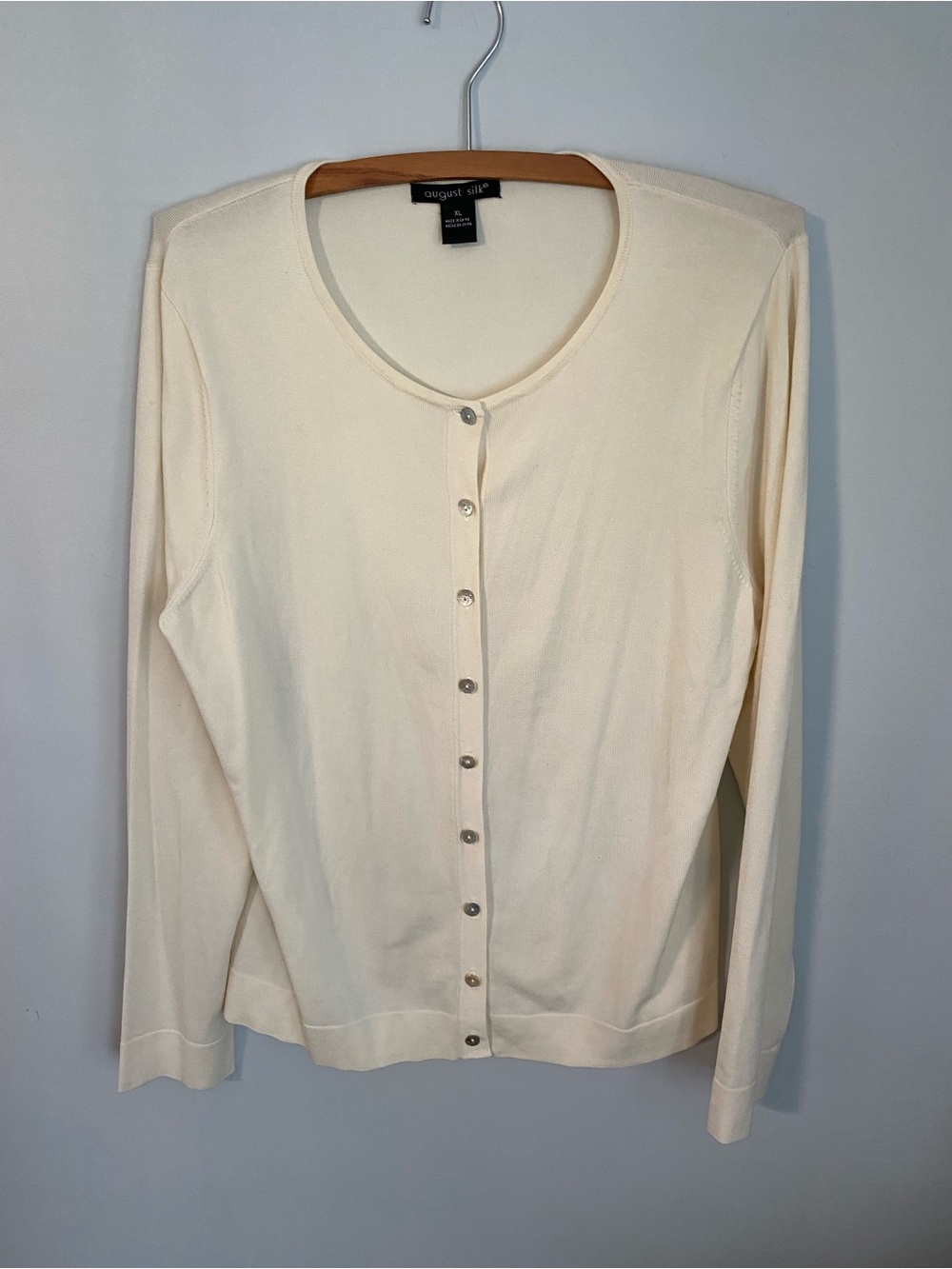august silk Ivory Button-Front Cardigan